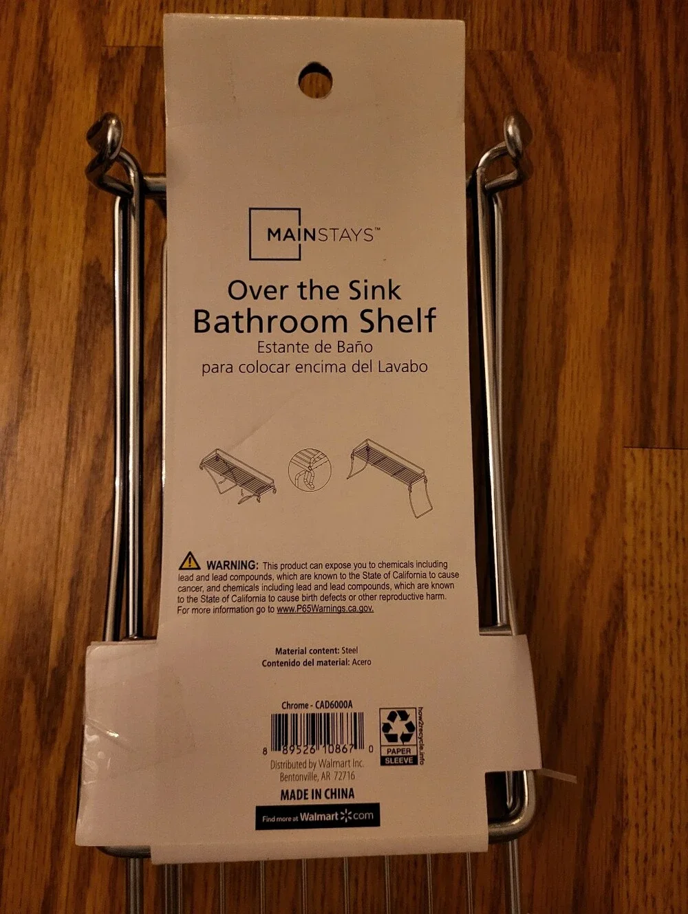 Mainstays Chrome Over the Sink Bathroom Shelf Caddy - Silver